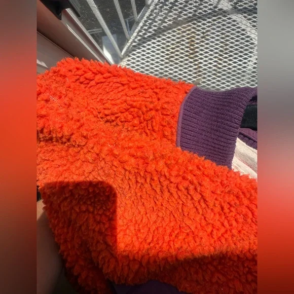 Free People Rivington fleece zip up size Small red with black purple vintage - Picture 6 of 16